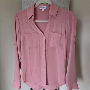 Express Women's Pink Button-Up Blouse
